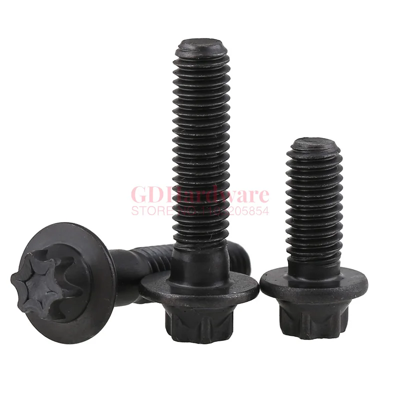 M5 M6 Torx-Head Bolt Grade 12.9 Black Carbon Steel Plum Outer Hexagon Screw Six Lobe Truss Head Bolts Length 14mm~43mm