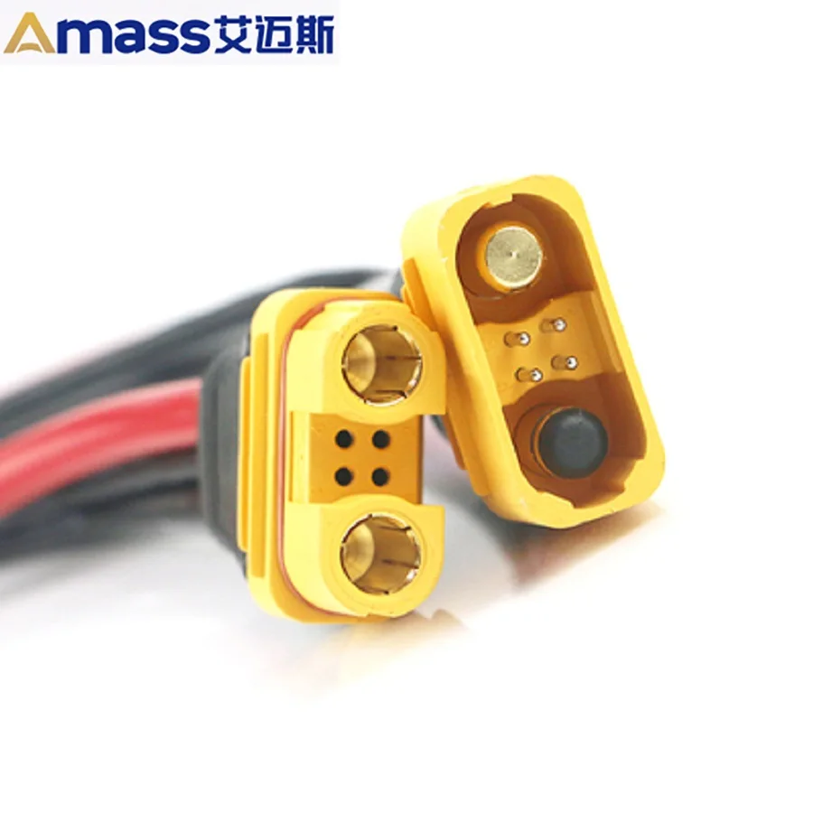 Amass As150u Plug with 0.35m Wire, Fireproof, with Signal Pin, with Waterproof Ring, Short Rubber Cover