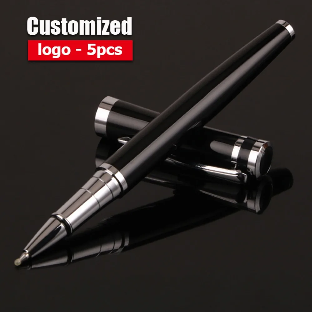 

5-40pcs Luxury Black Metal Signature Pens Wholesale Business Office Writing High Quality Ballpoint Pen Free Customized Logo