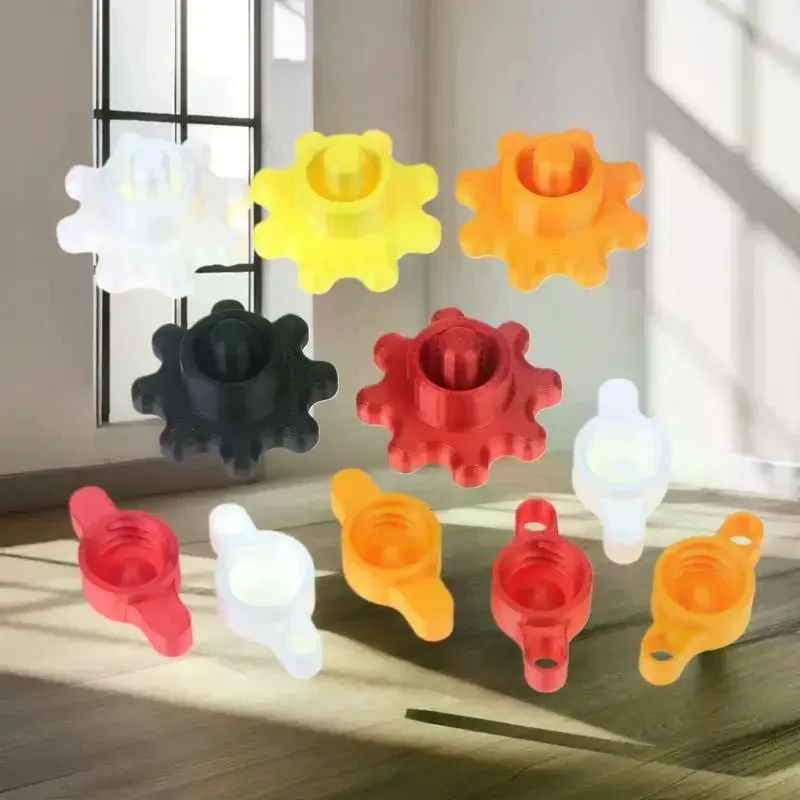 Caja de 10 sellos para botellas de pegamento naranja: tapas superiores de plástico seguras para contenedores adhesivos habituales, herramientas de decoración compactas.