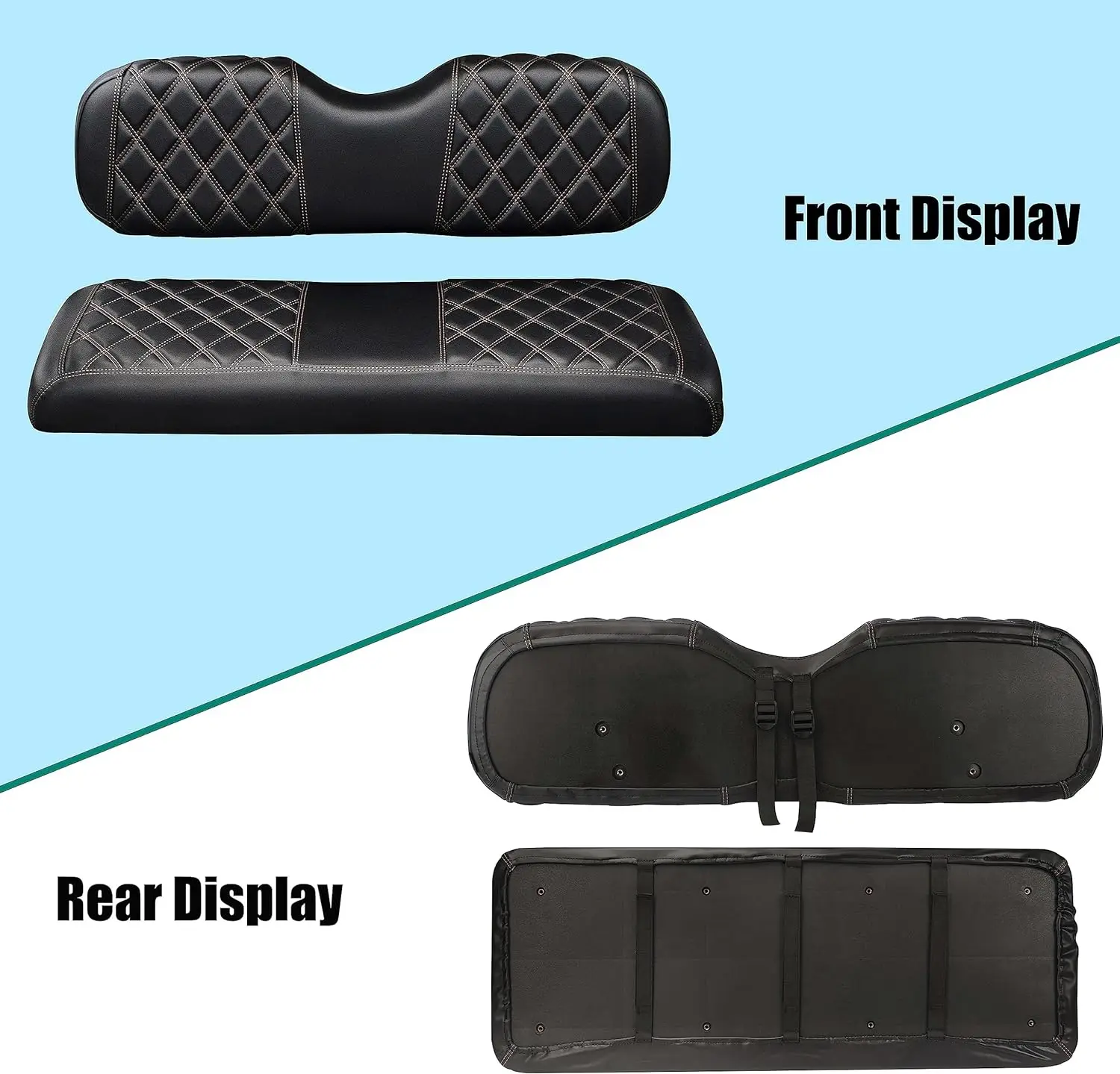 Golf Cart Diamond Aftermarket Rear/Back Seat Covers for Club Car EZGO Yamaha, Golf Cart Vinyl Seat Cover