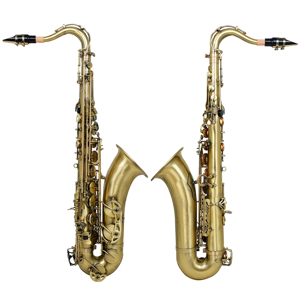 SLADE WT986 Tenor Saxophone Brass Body Sax Cyan Antique Bb Saxofone Woodwind Instrument with Case Reeds Gloves Accessories
