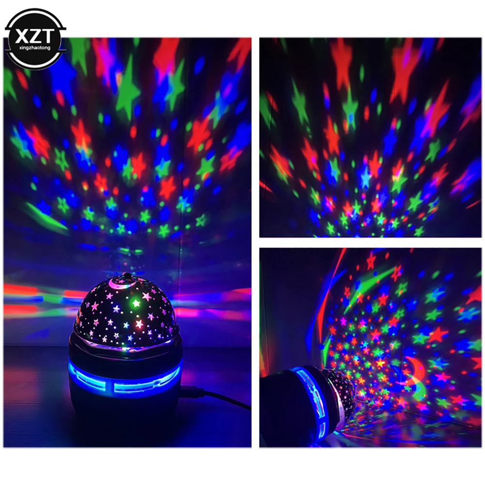 Star Projector Lamp USB Powered Colorful Rotating Magical Ball Light Car Atmosphere Lamp KTV Bar Disco DJ Party Stage Light Tool