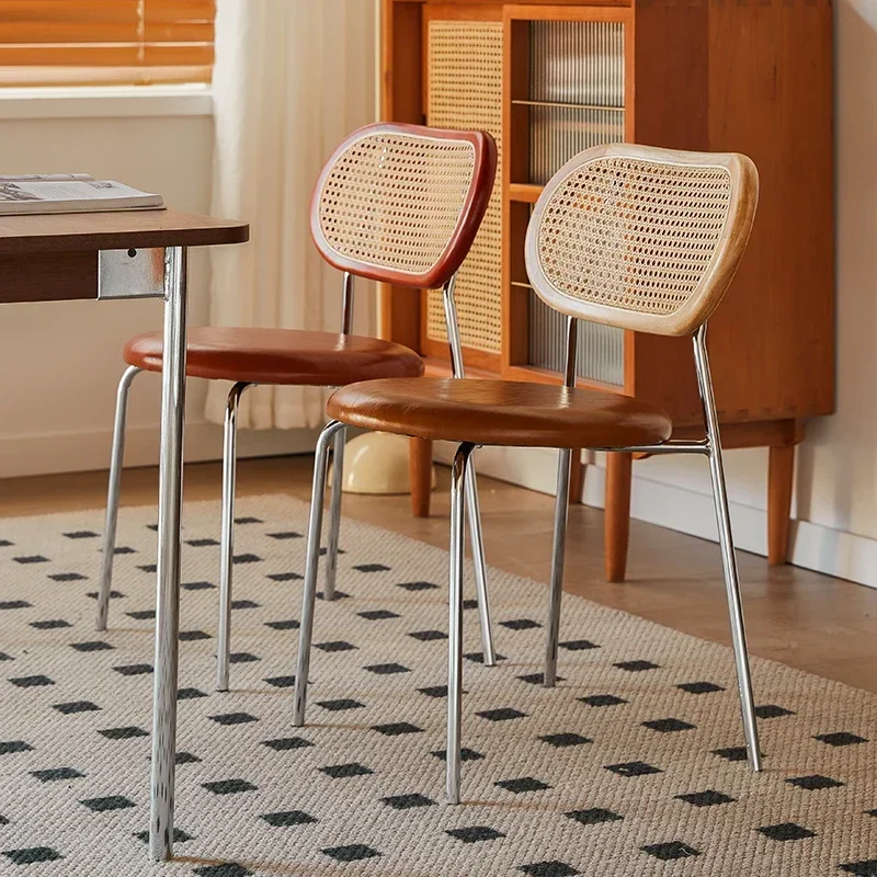 

#L Furniture Nordic Household Mobile Rattan Dining Chair Household Solid Wood Restaurant Sillas Comedor Medieval Chair