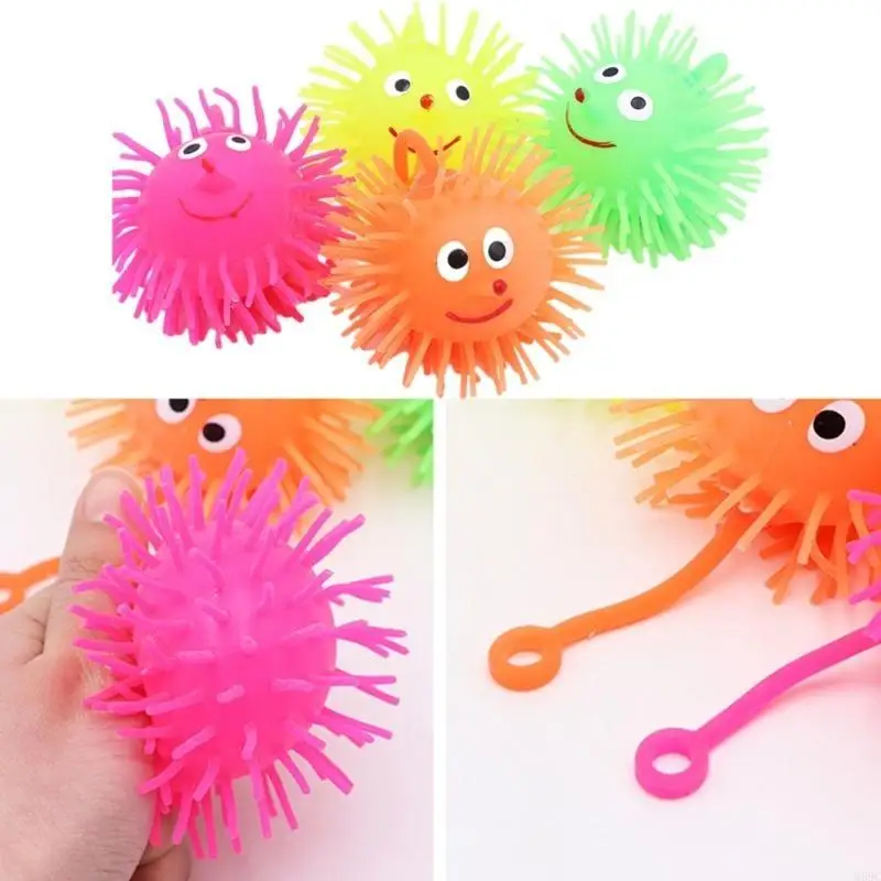 M89C 24PCS LED Puffer Balls Valentines Day for Kids Classroom Lightup Stressup Balls Party Bouncy Balls Goodie Bag Filler