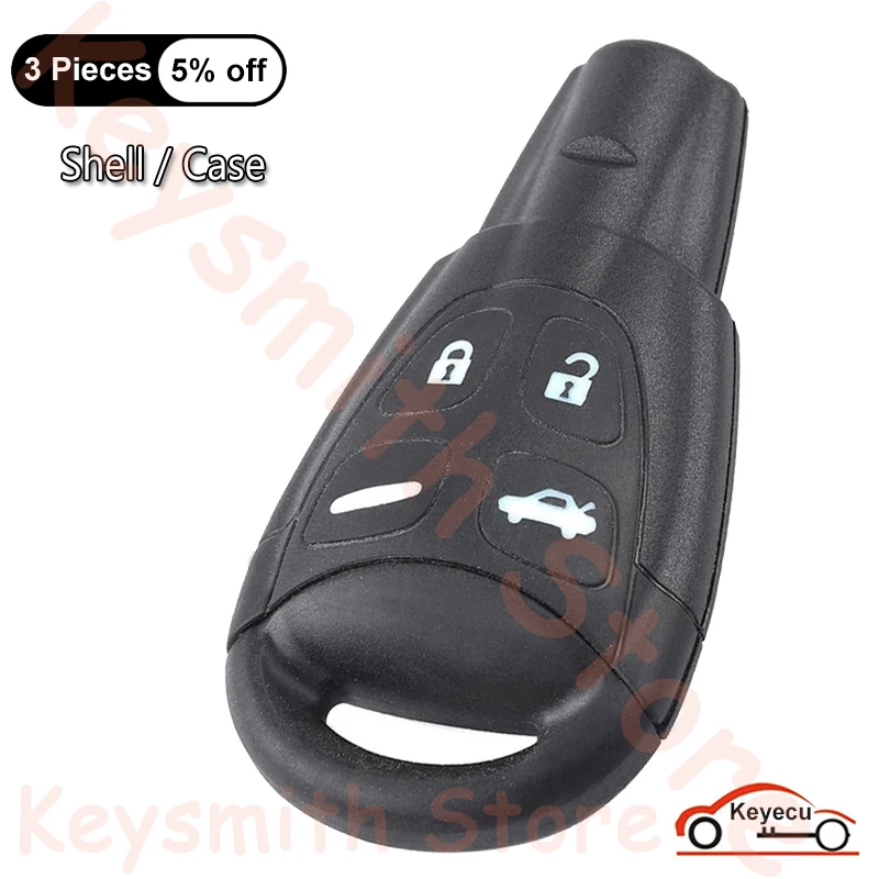 KEYECU 4 Buttons Case for SAAB 93 95 9-3 9-5 2003 2004 2005 2006 2007 - 2011 Auto Smart Remote Key Shell Fob Cover LTQSAAM433TX