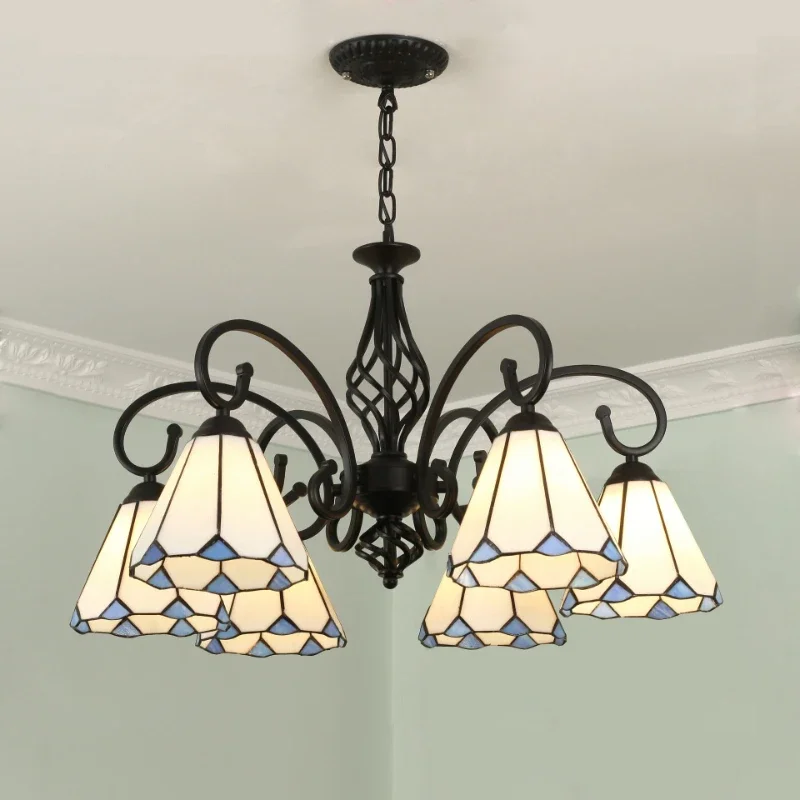 Luxurious Tiffany Style Chandeliers Nordic Modern Villa Design Decoration Living Room Homestay Pendant Lamp LED Stained Glass