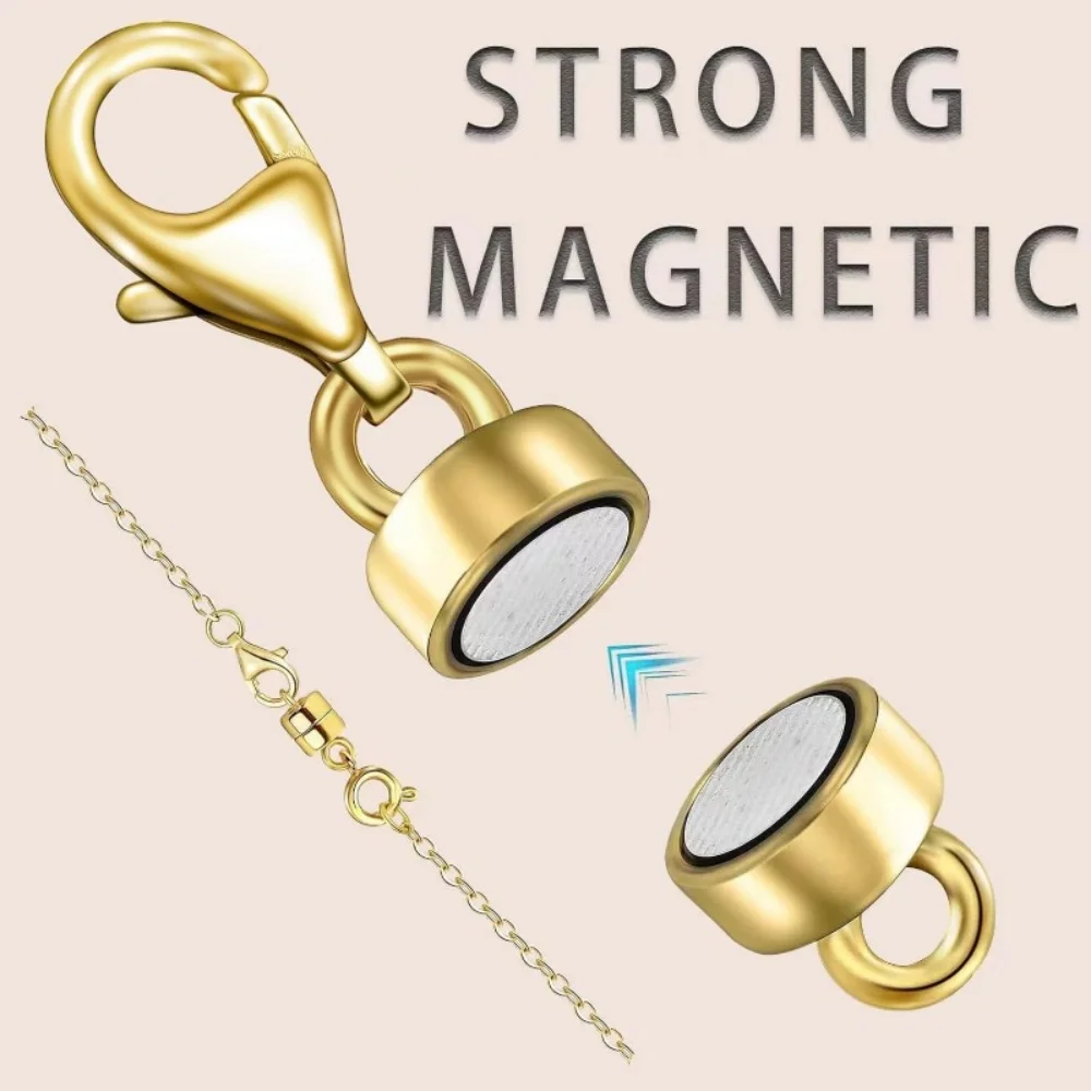 4 Stück Magnetische Halsketten-Verschlüsse und -Anhänger mit Karabinerverschluss, 14K Gold- und Silberplattiert, Magnet-Schmuckverschluss-Konverter – Detail 8