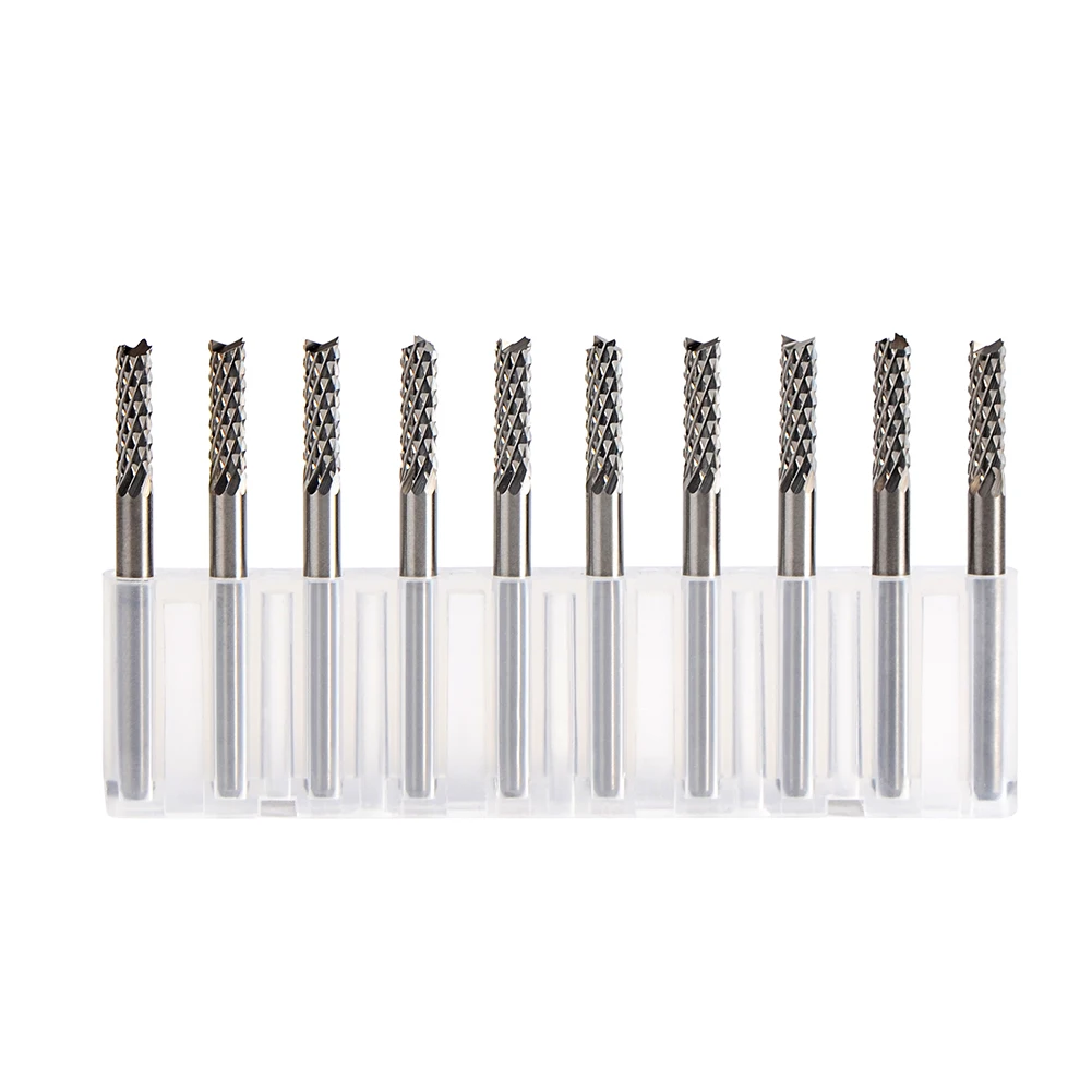 10 sztuk/zestaw Frezy trzpieniowe z węglika spiekanego do frezowania, średnica D0.8, 1.0, 1.6, 1.8, 2.4, 3.1, frezy do PCB, narzędzia do frezowania CNC — zdjęcie 2