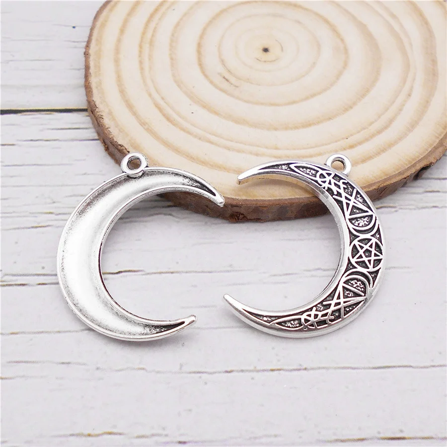 10PCS Alloy Moon Shape Charms Antique Silver Color Vintage Crescent Pendant Handmade Necklace Bracelet Jewelry Accessory Craft