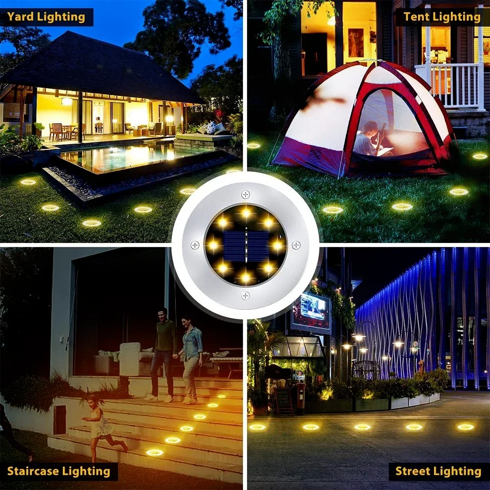 LEDS Solar Lawn Yard Led Solar Lights Buried Solar Garden Light Waterproof Outdoor PathWay Floor Under Ground Spot Lamp