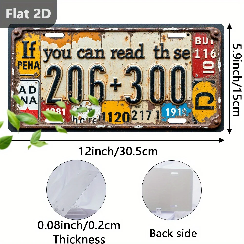 2D Flat - 1pc 2D Flat Vintage Tin Sign | Decorative Plaque & Statues, See 206+30 Plate, Retro Metal Decor, 30.48cm x 14.99cm, Su