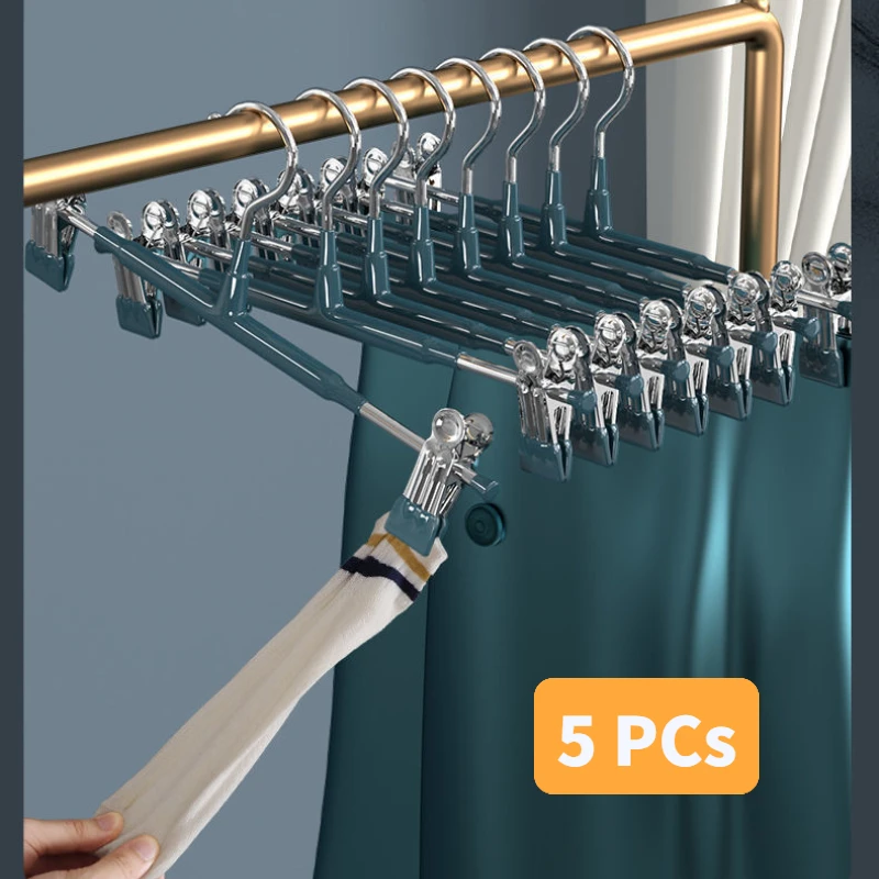 5 قطعة السراويل الفولاذ المقاوم للصدأ كليب خزائن غرفة النوم التخزين المنظم فستان شماعات رفوف الملابس معطف متجر الملابس خزانة شماعات #2