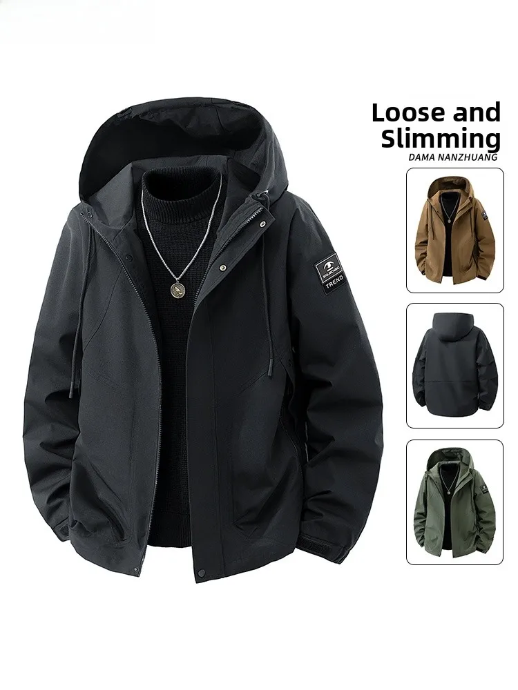 

Мужская модная рабочая куртка, новинка весенней коллекции, большие размеры, ветровка с капюшоном, повседневная городская стильная куртка из полиэстера, длинный рукав.