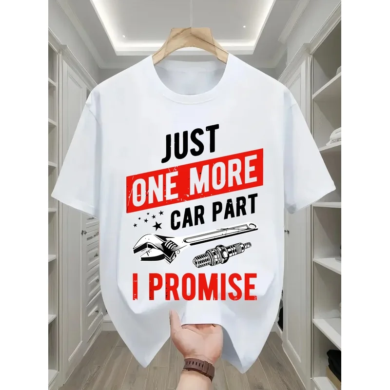 Men's High-quality T-shirt, Fun 'One Promise Printed T-shirt, Men's Short Sleeve T-shirt, Regular Casual Daily Men's Top, Men's