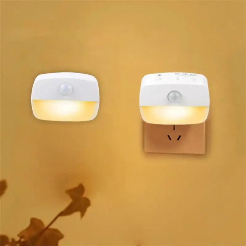 1~4PCS European Plug LED Night Light PIR Motion Sensor Light Smart Lamp 110V 220V AAA Battery For Bedroom Bathroom Corridor