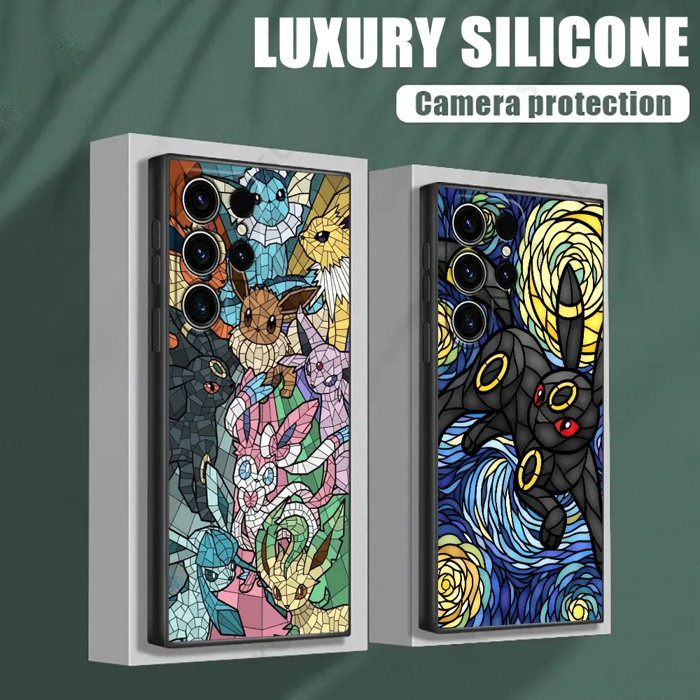 

Pokemon Eevee Umbreon Sylveon Stained Glass S25 Case For Samsung Galaxy S25 S24 S23 S20 S21 FE S22 Ultra S10 Plus 5G Phone Cover