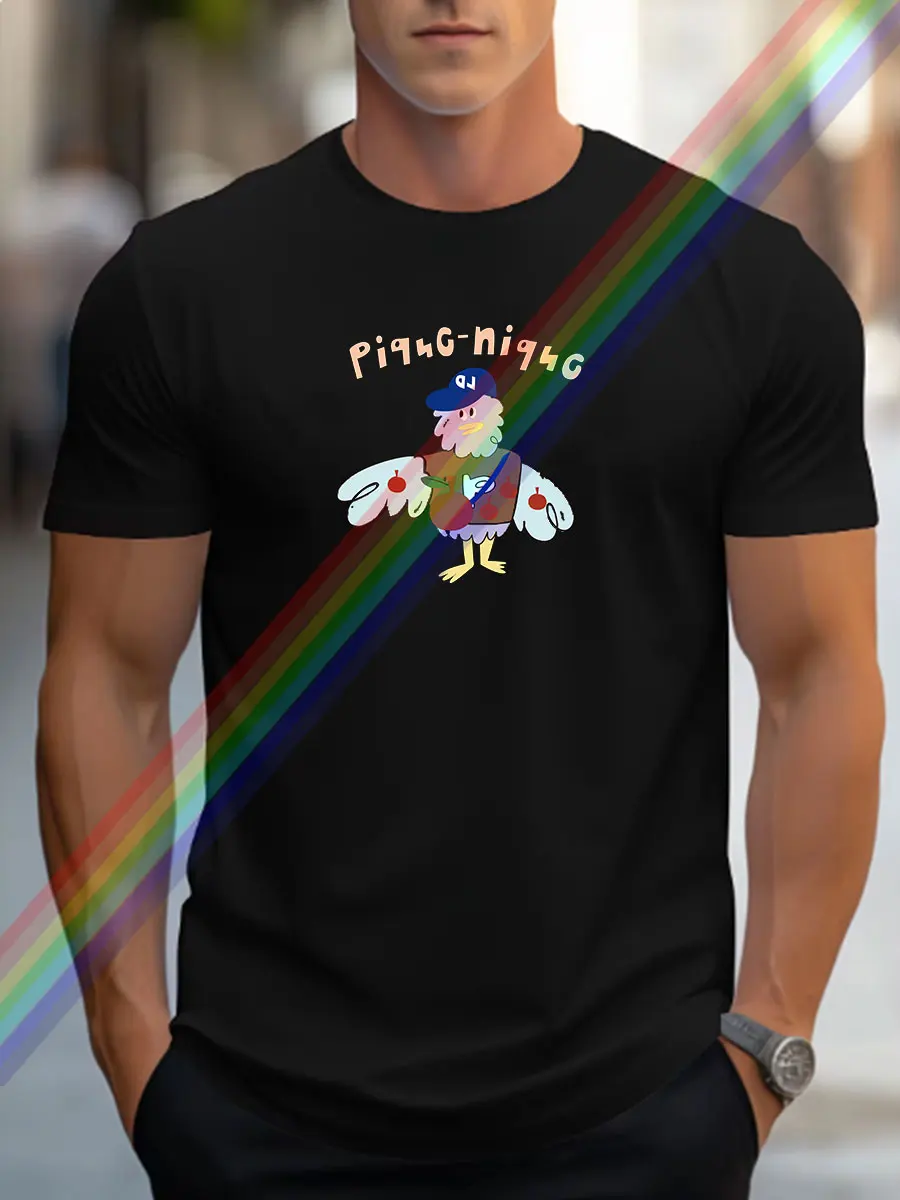

2024 summer new luxury men's cartoon fashion printed T-shirt pure cotton crewneck casual trend high-end high quality Y2K
