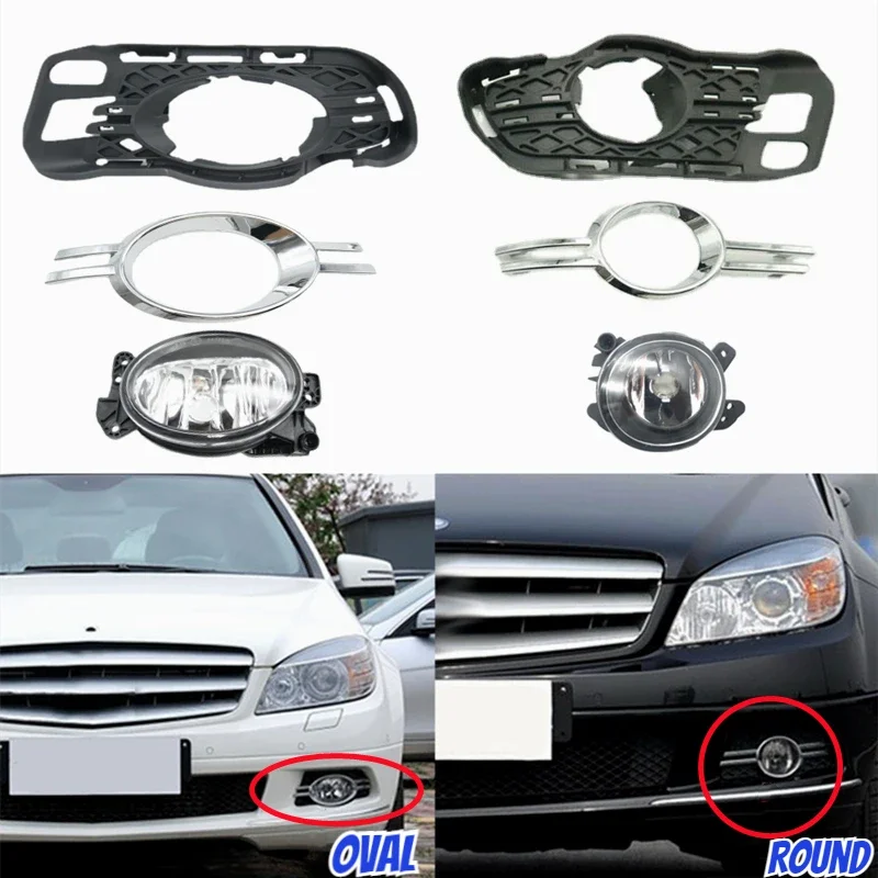 

Front Fog Light Frame Bezel Cover Lamp Cap Grille Trim For Mercedes Benz C-Class W204 C180 C200 C230 C260 C280 2007-2011