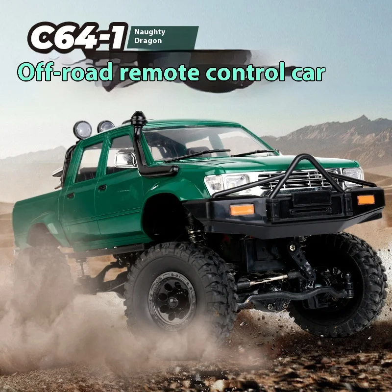 Nouveau vert Wpl C64-1 1/16 rc 4x4 véhicule tout-terrain tout-terrain escalade camion pick-up télécommande modèle de simulation pour les enfants cadeau