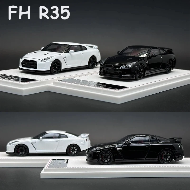 

FH 1:64 GTR R35 WHITE Black Opened Hood Diecast Diorama Car Model Collection Miniature Toys Focal Horizon