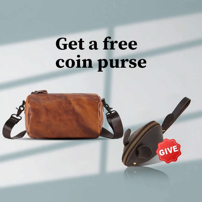 

Кожаная цилиндрическая сумка через плечо, сумка через плечо унисекс, модная многофункциональная нагрудная сумка в стиле ретро, защита от кражи