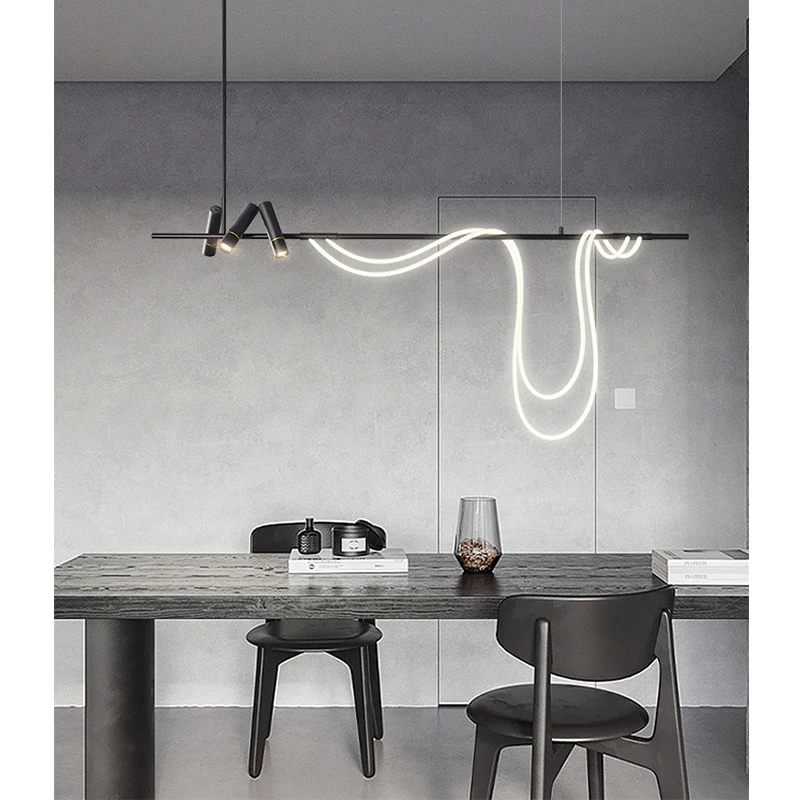 Restaurant Lamp Nordic Designer Extreem Eenvoudige Lange Arc Lamp Met Led Spotlight Bar Bureau Kroonluchter