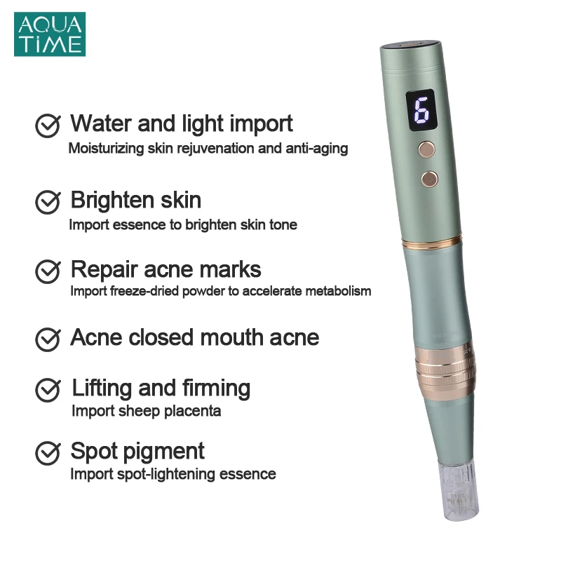 Derma Pen Wireless Microneedeling Pen con LED Photon Electric Nano Micro Needle Beauty Instrument Tattoo PMU MTS Machine