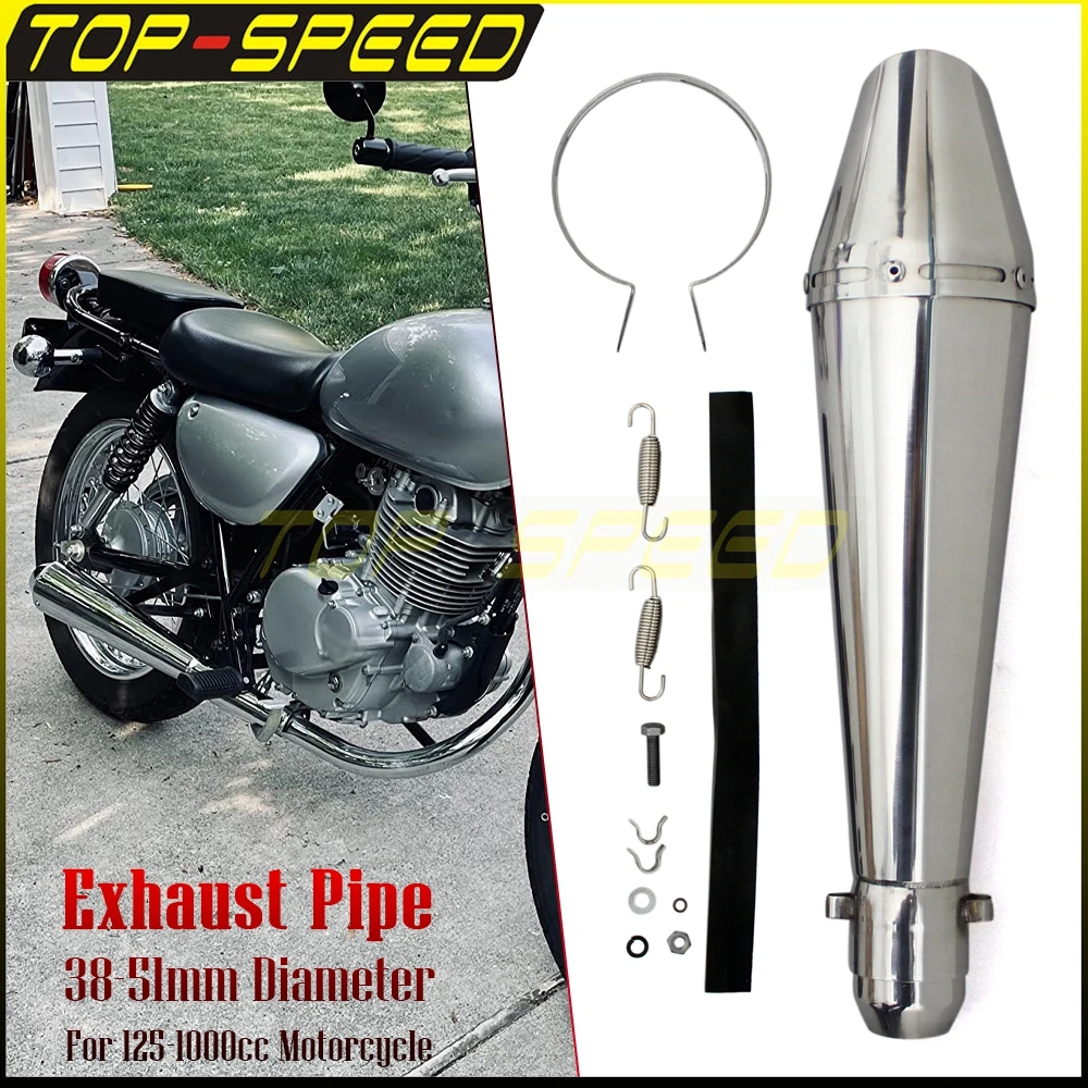

Универсальные выхлопные трубы для мотоцикла 38-51 мм 304, трубка глушителя для Harley Chopper Racer 125cc-1000cc, уличные спортивные гонки