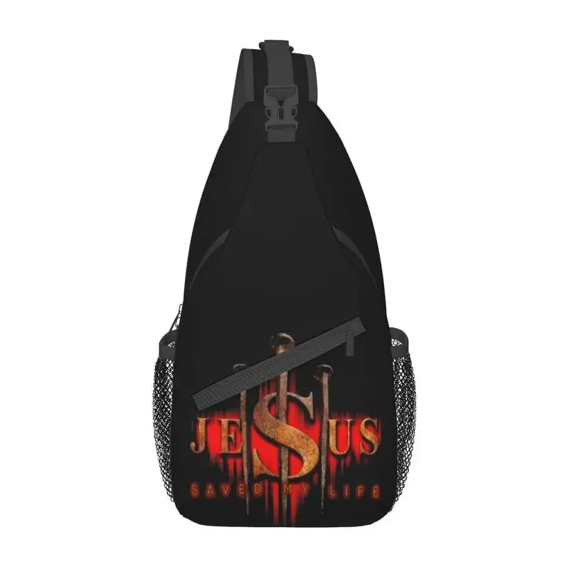 

Jesus Saved My Life Sling Bags Men Fashion Christian Religious Faith Shoulder Chest Crossbody Backpack Travel Hiking Daypack