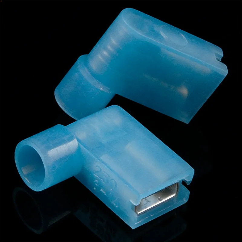 

100PCS 16-14 AWG 1.5mm²-2.5mm² blue Flag-Shaped 90-Degree Right-Angle Spade Quick-Crimp Wire Terminals FLDNY2-250