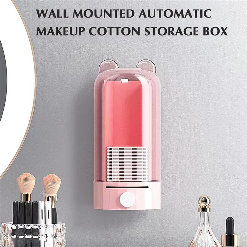 

ABFU-Cosmetic Cotton Pad Dispenser Automatic Press-Out Makeup Pad Holder Plastic Organizer For Bathroom,Vanity,Desk A