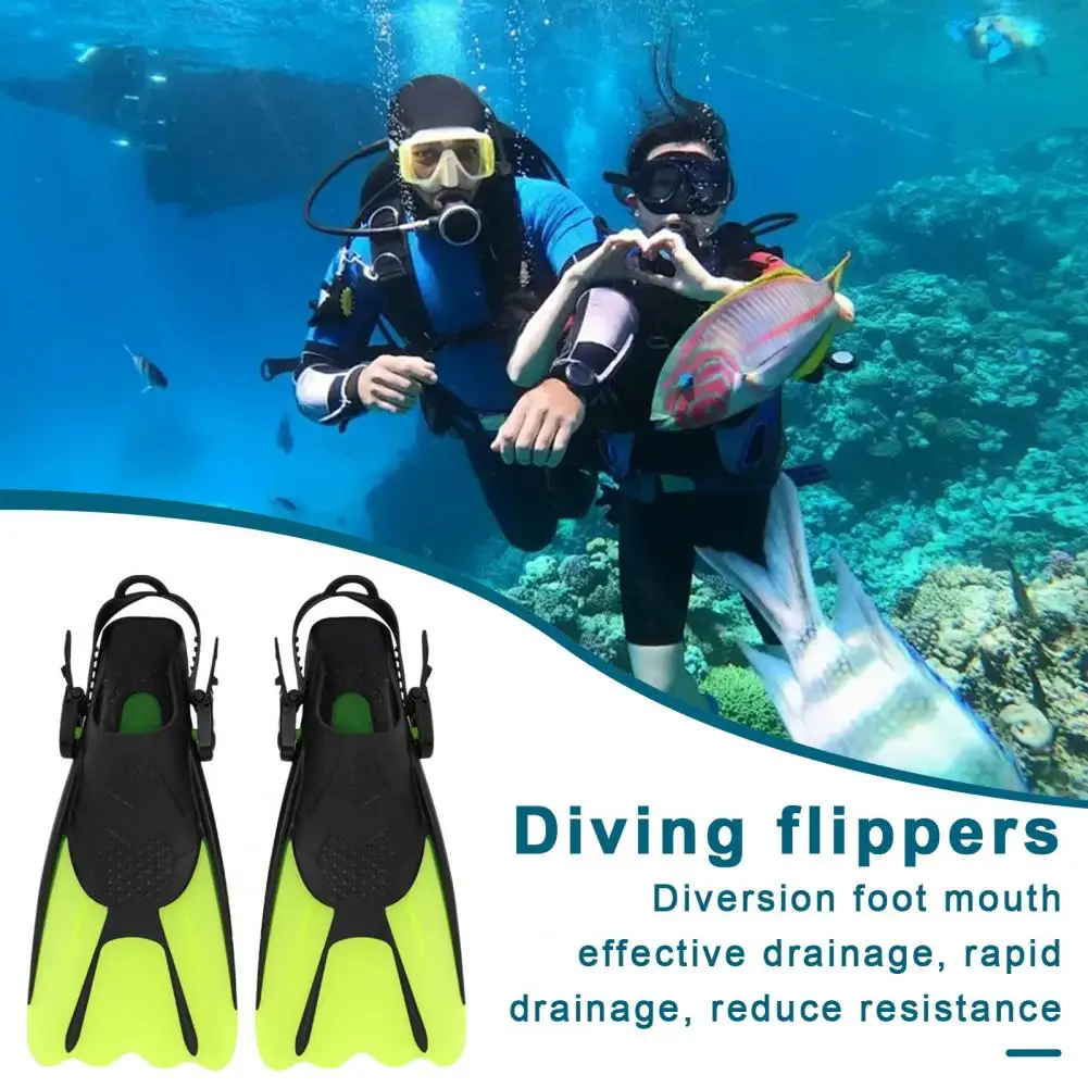 Outdoor Snorkel Fins Adjustable Buckles Swimming Flippers Short Silicone Scuba Diving Shoes Open Heel Travel Men Womens Diving