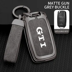 Fashion Alloy Leather Remote Car Flip Key Case Cover Shell Accessories For VW Volkswagen Golf 4 5 6 7 8 MK4 MK5 MK6 MK7 MK8 GTI