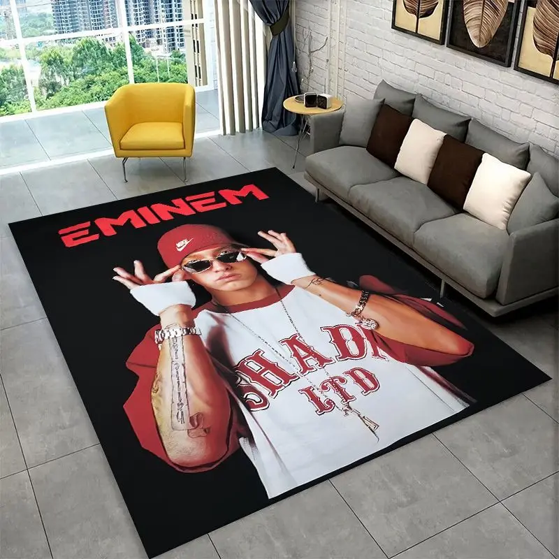 Rapper Eminem Tupac 2pac Hip Hop Rap God Carpet Rug for Playroom Bedroom Living Room Sofa Home Decor, Area Rug Non-slip