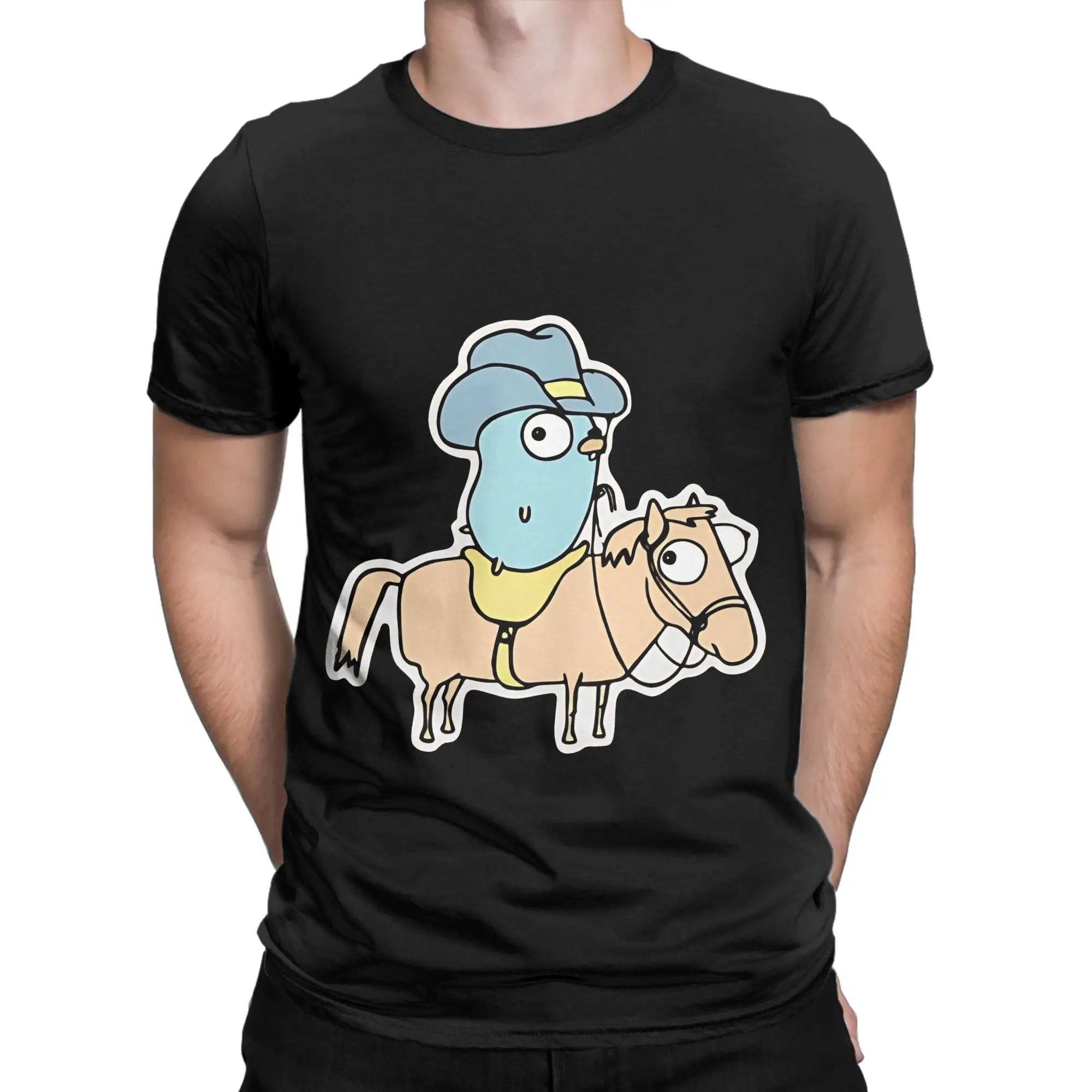 Gopher on a horse Novelty 100% Cotton T-Shirt gopher Tees Tops For Men