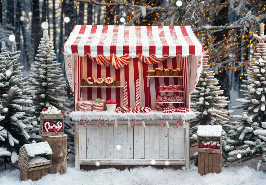Mehofond-Fotografia de fundo para crianças, Christmas Candy Shop, Snow Forest, Xmas Tree, Family Portrait Decor, Backdrop Photo, Inverno