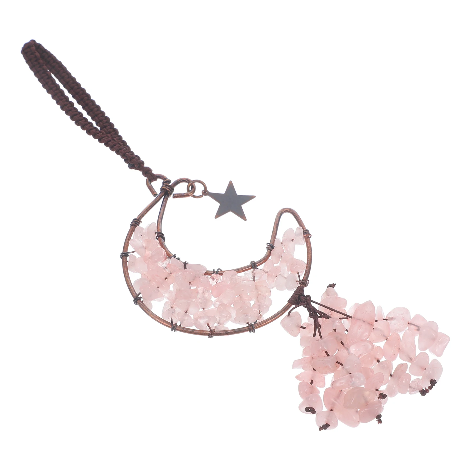 

Ornament Crystal Stone Moon Pendant Quartz Car Rear-view Mirror Decorative Crystals