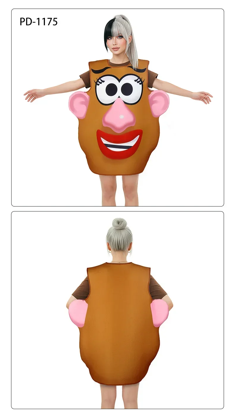 Lustiges Kartoffelkopf-Kostüm Herr und Frau Kartoffelkopf-Partneroutfit Halloween Cosplay Tunika Paar Karneval Party Verkleidung – Detail 10