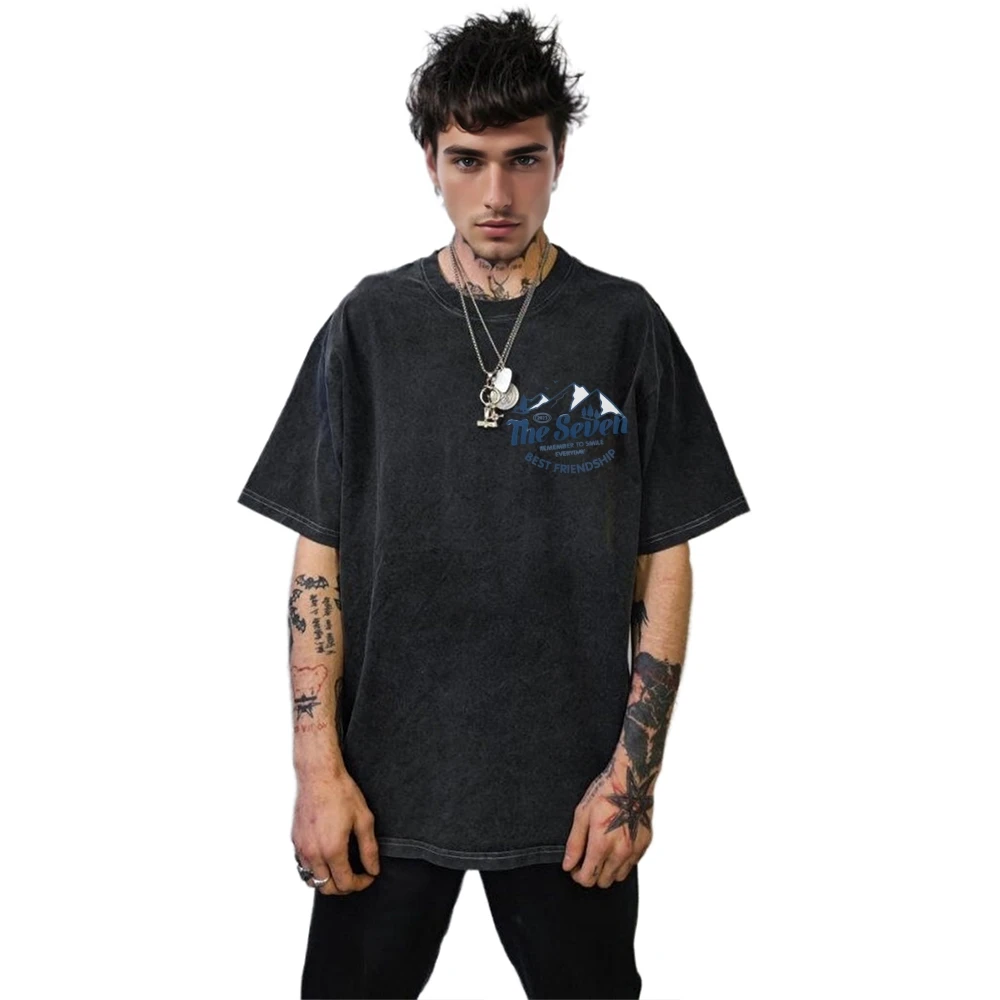 

Classic Heavy Cotton Tshirt Double Stitched Reinforced Neck Durable Washed Finish Casual Basic Vintage Washed Crew Neck Beefy