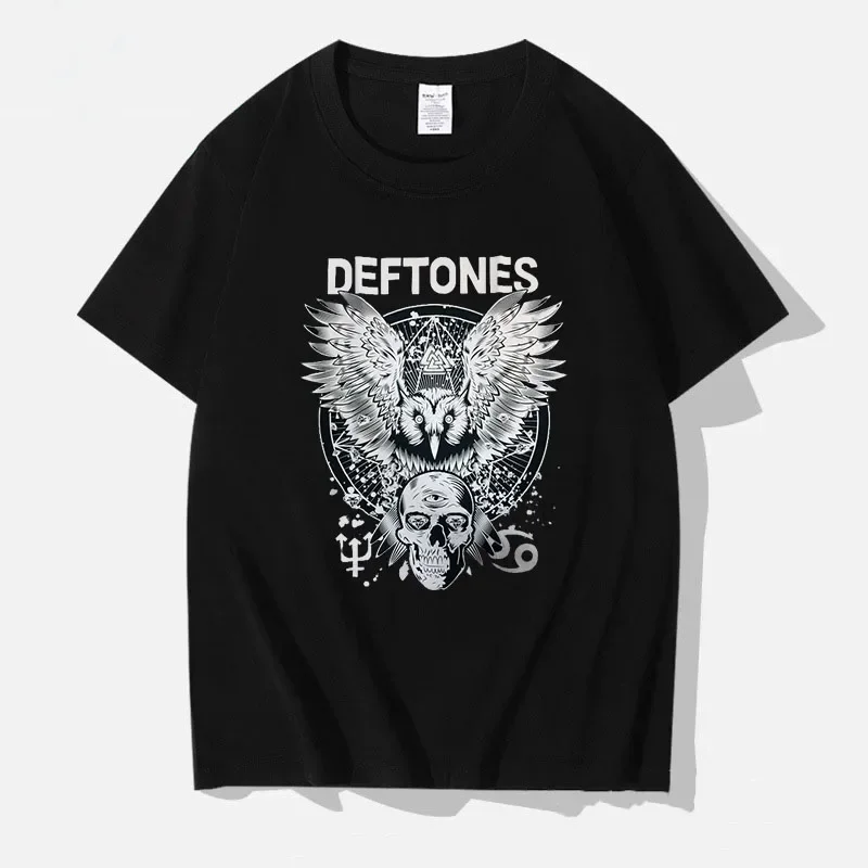 Summer harajuku custom Men Deftones Merch Chino Moreno Diamond Print men T-shirt Casual Basics O-collar Black Short Sleeve