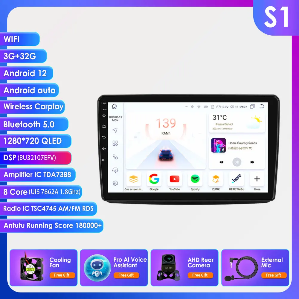Draadloze Carplay Android13 Autoradio Voor Fiat Panda 2003-2012 Auto Multimedia GPS Speler 4G-LET 2din autoradio 7862 360 Camera