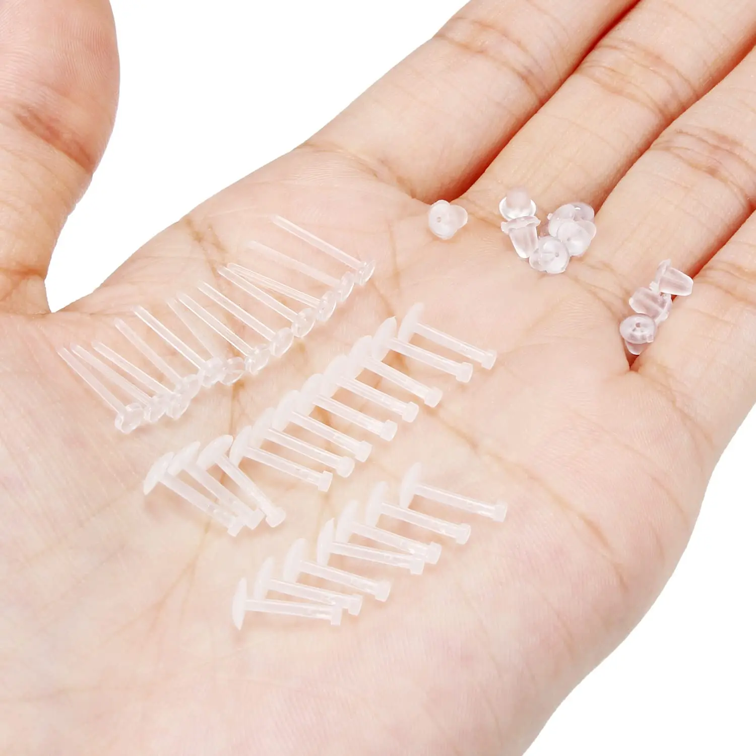 Invisible Plastic Earring Posts Clear Ear Hole Retainer Earring Studs Clear Ear Spacers Cartilage Piercing Jewelry for Men Women