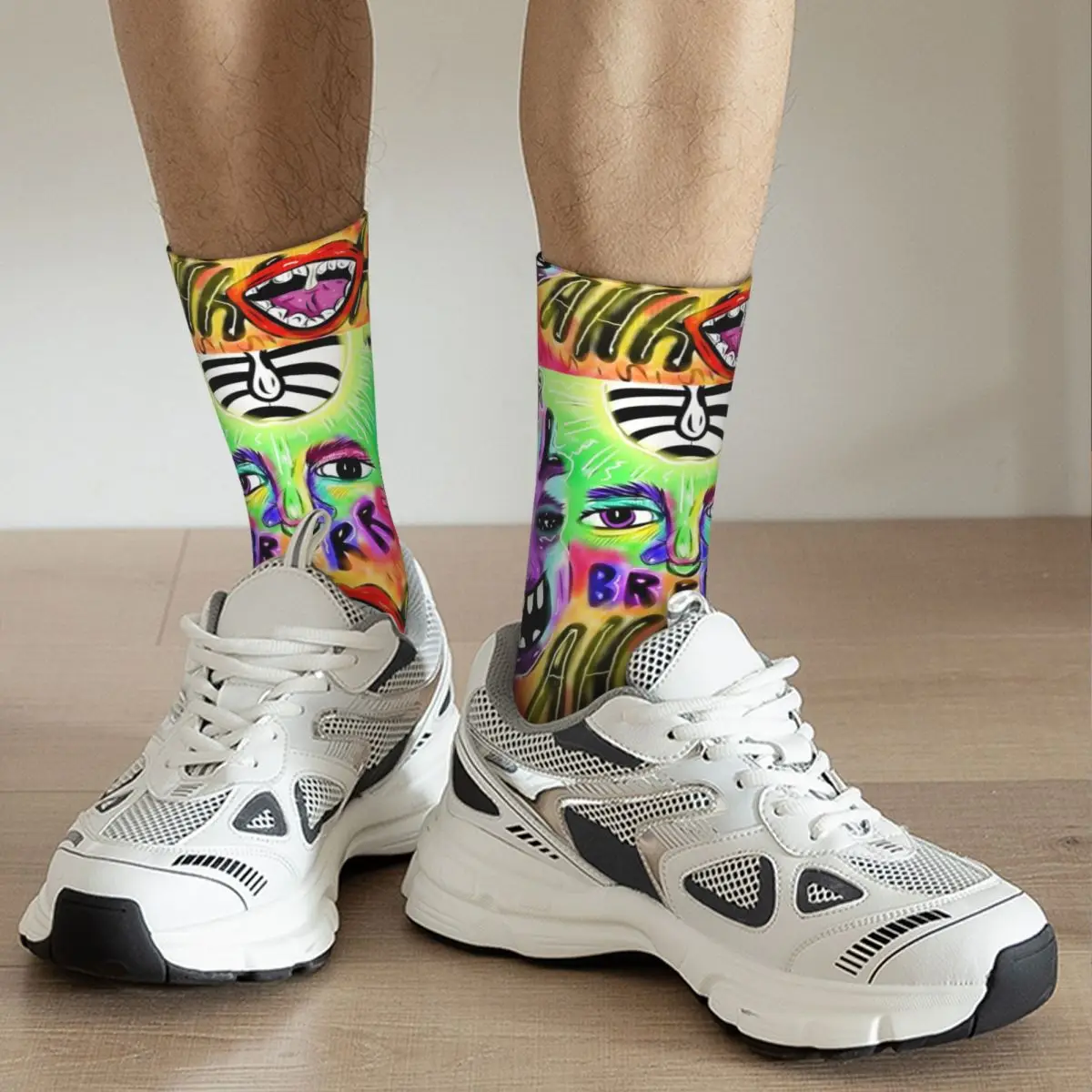 Chaussettes de compression Elin pour hommes, motif sans couture Harajuku, chaussettes d'équipage drôles, bonne année, nouveauté