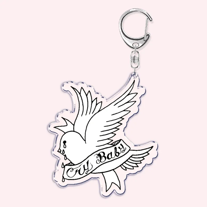 Lil Peep Rapper Keychain for Accessories Bag Pendant  Crybaby Hellboy Love Yikes Letter Key Chain Ring Keychains Jewelry Gift