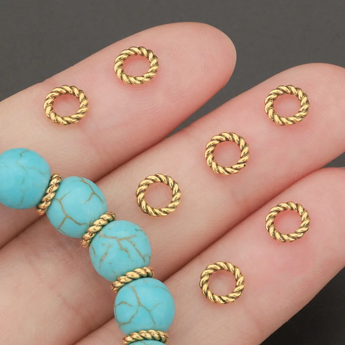 150 PCS Zinc Alloy Circular Spacers Beads, suitable for DIY jewelry, bracelets, necklaces and accessory production.