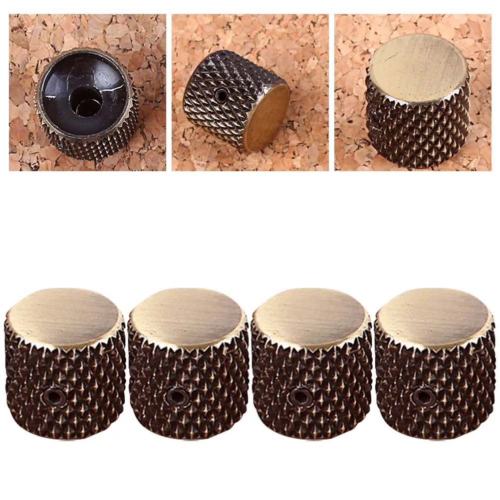 

4pcs Volume Tone Metal Control Knobs Flat Head Knob for Electric Guitar Bass Volume Control Knob Guitar Control Knob