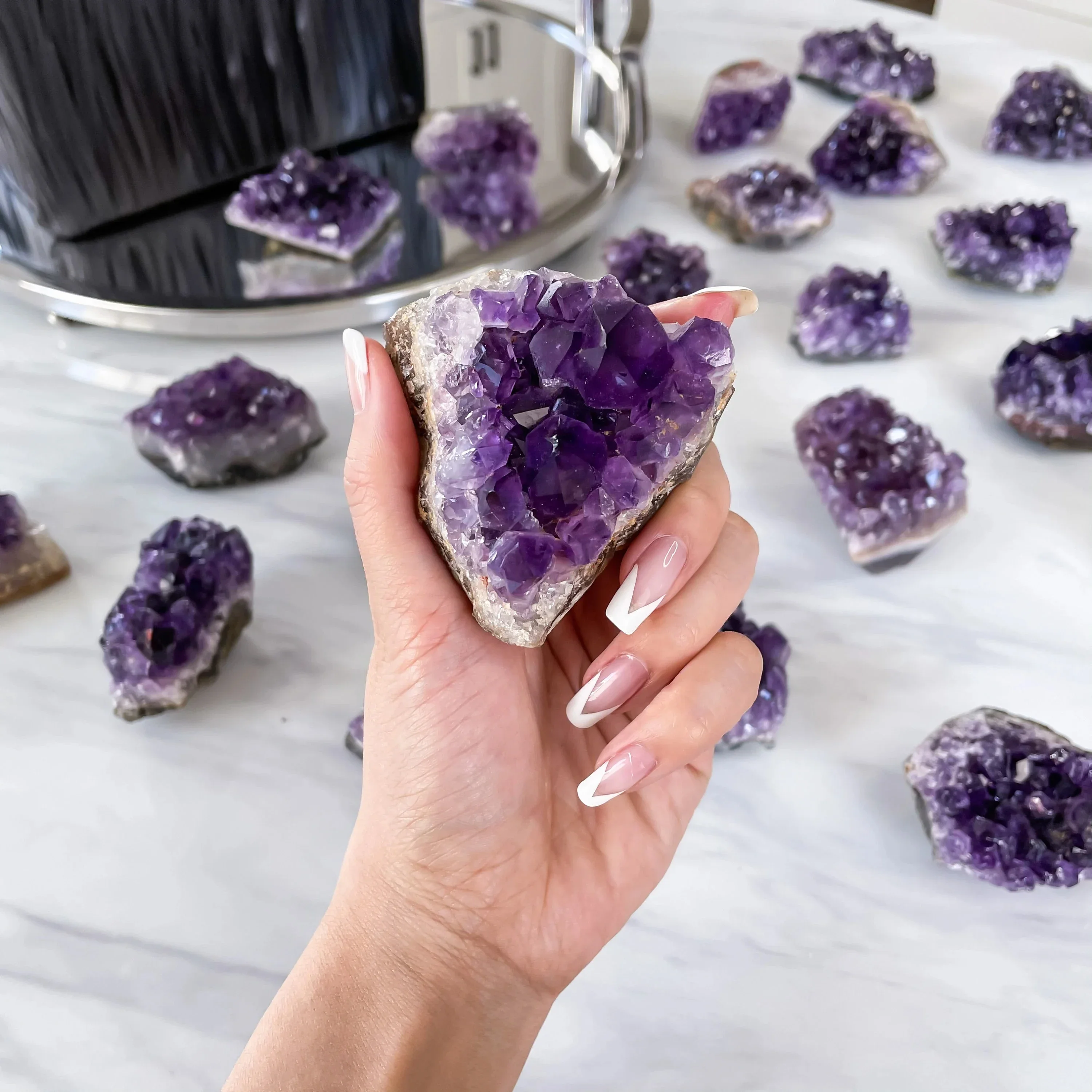 Natural Raw Amethyst Clusters&Bulk Crystals – Unpolished Healing Stones for Energy Balancing, Holistic Home Decor, Chakra