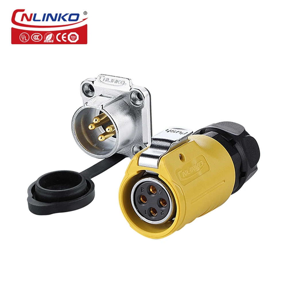 CNLINKO M20 2-12 Pin Panel Mount Quick Lock AC DC Power 12V Male Female Plastic Quick-connect Waterproof Aviation Connector