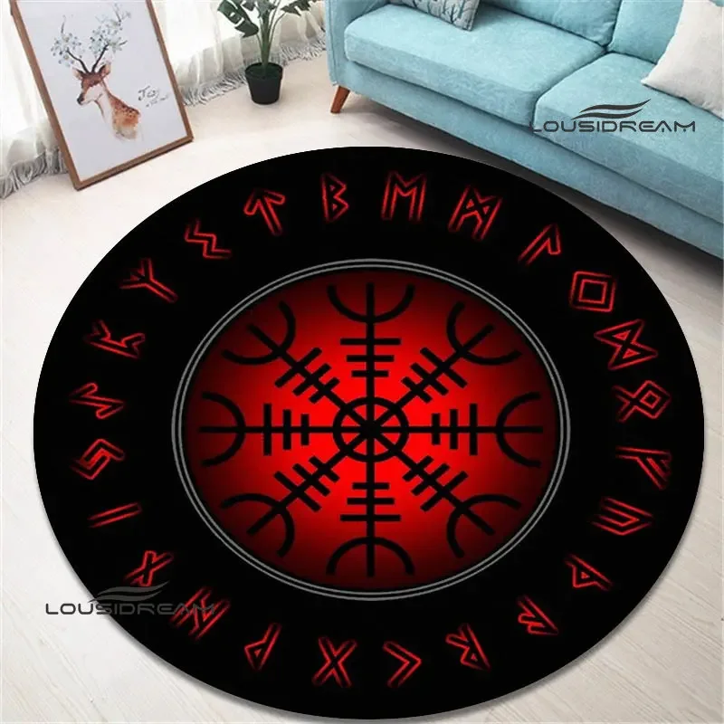 viking vegvisir shield printed round carpet living room bedroom beautiful non-slip carpet photography props birthday gift